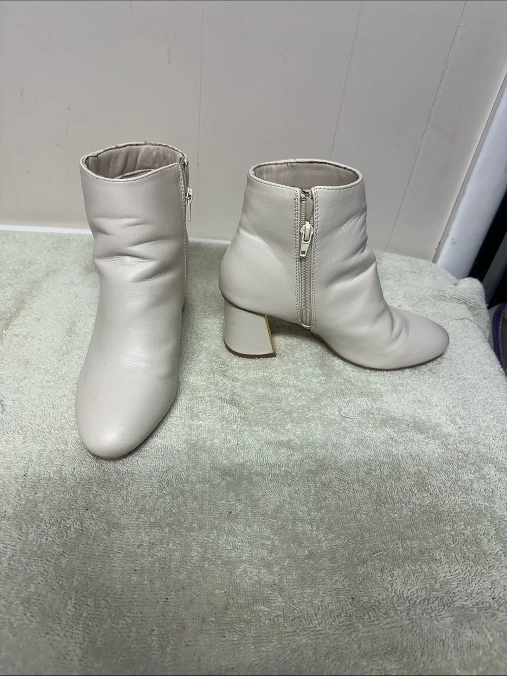 XOXO Cream Ankle Booties with Side Zip